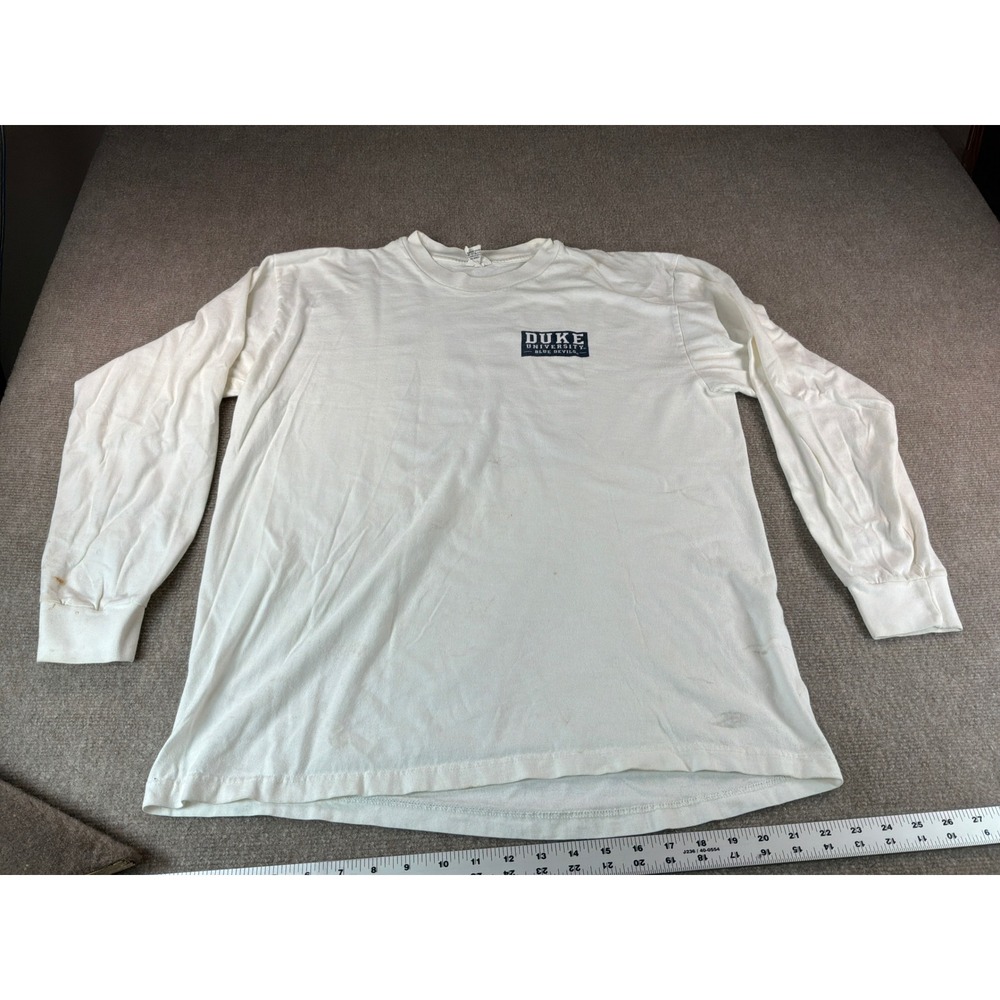 Vintage Duke University Blue Devils Long Sleeve Shirt Cotton Exchange White XL